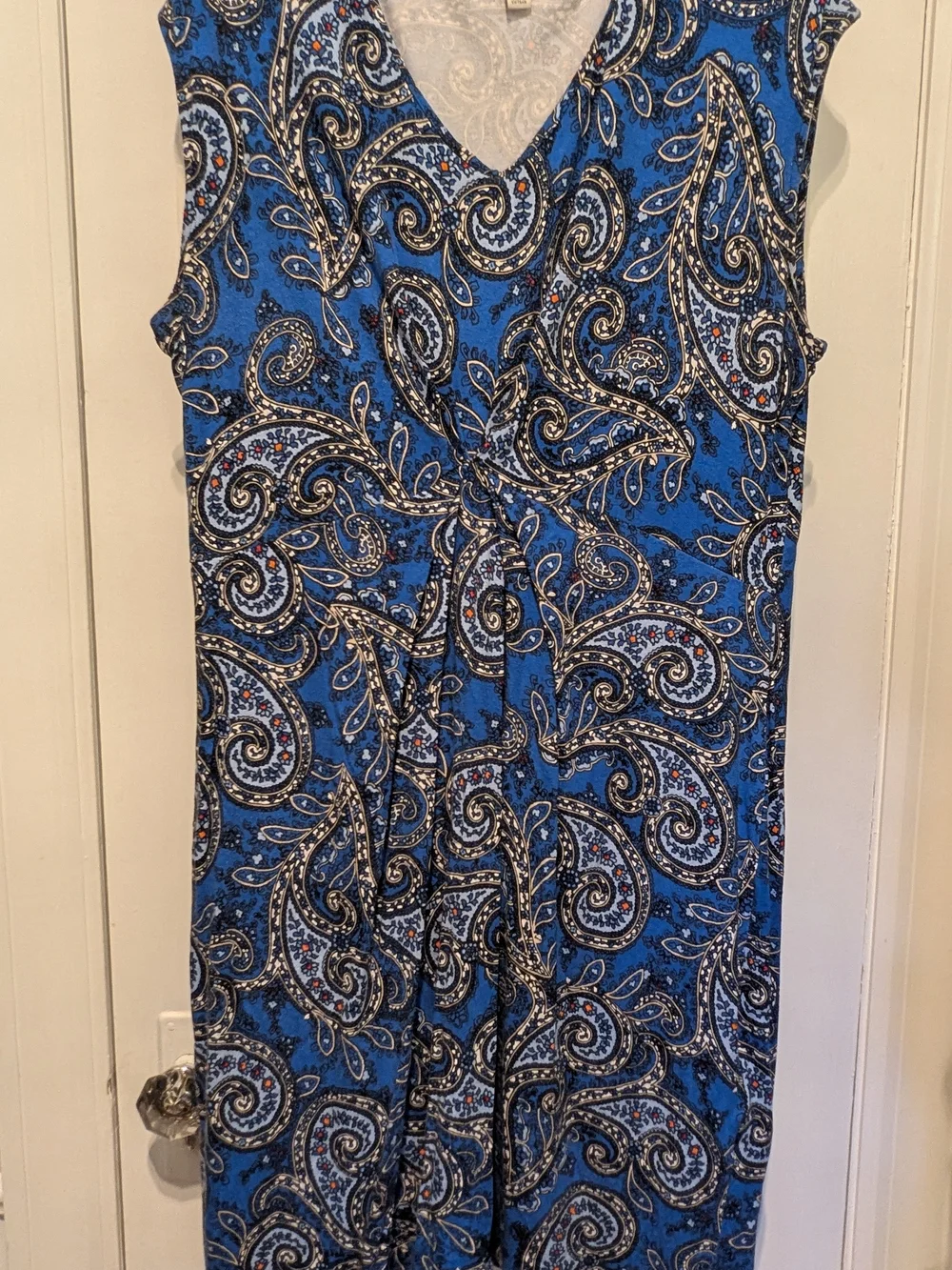 Dana Buchman Blue Paisley V-Neck Midi Dress - Picture 3 of 8